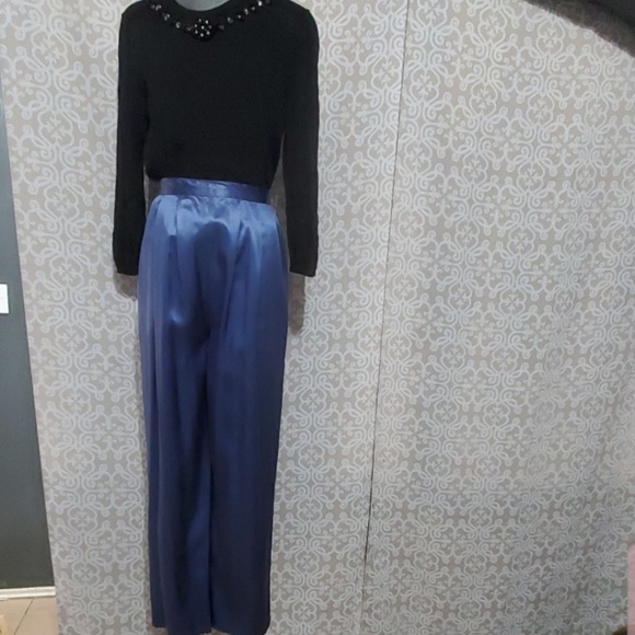 light blue silk pants